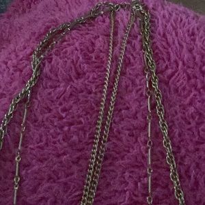 Necklace , three strands , costume , gold colour